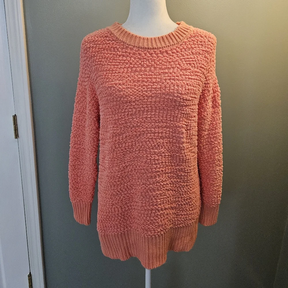 Lauren Conrad Cozy Coral Textured Women's Size Small S Crew Neck Sweater